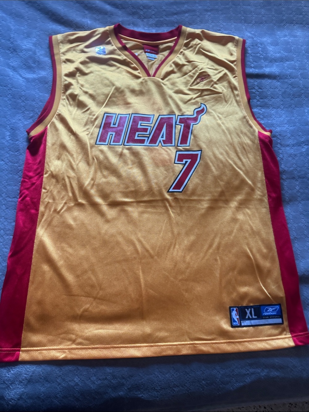 Reebok Miami Heat #7 Gold and Red Basketball Jersey (MEN JERSEY)